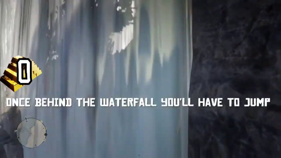 Jump down behind the waterfall