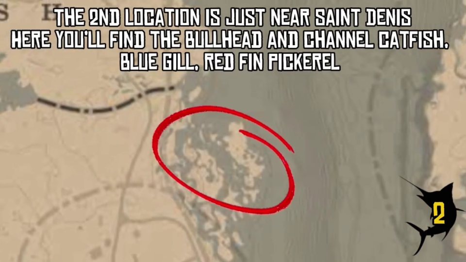 Near Saint Denis: catfish, bluegill, pickerel