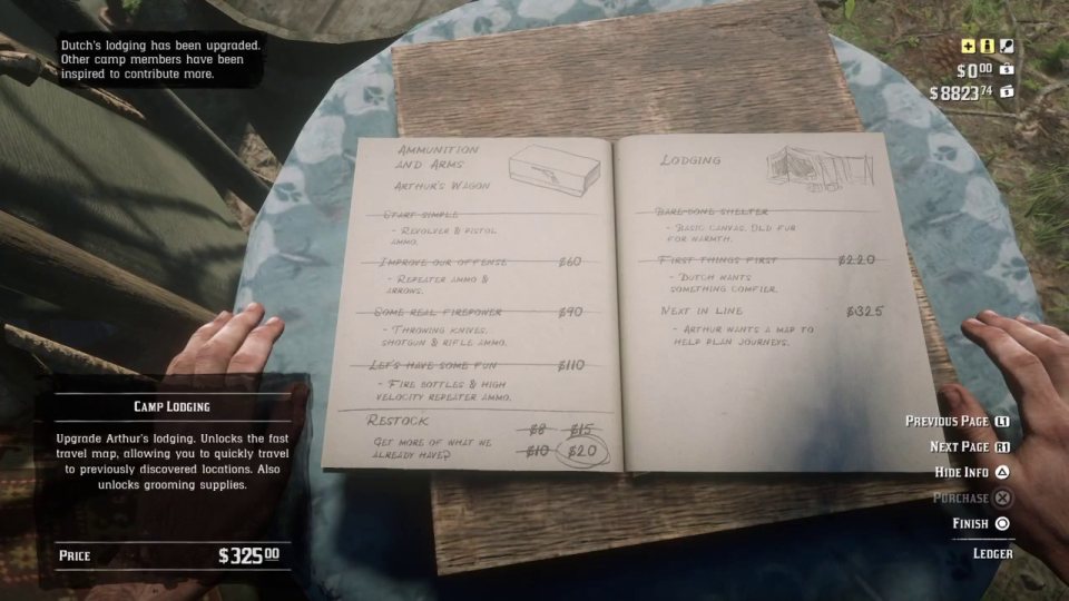 Buy the lodging upgrades
