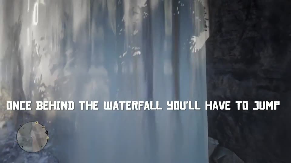 Jump down behind the waterfall