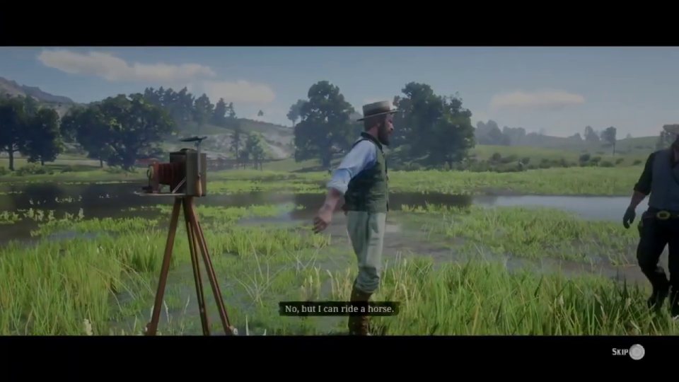 Skip the cutscene and run to your horse